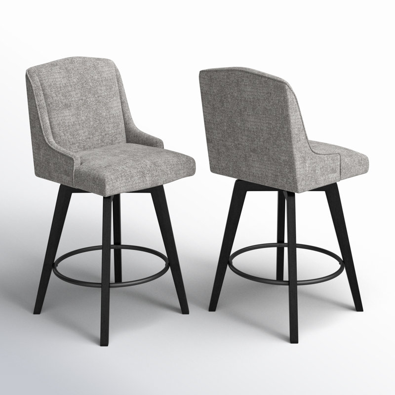 Annelotte 26'' Swivel Counter Stool, Pebble Gray