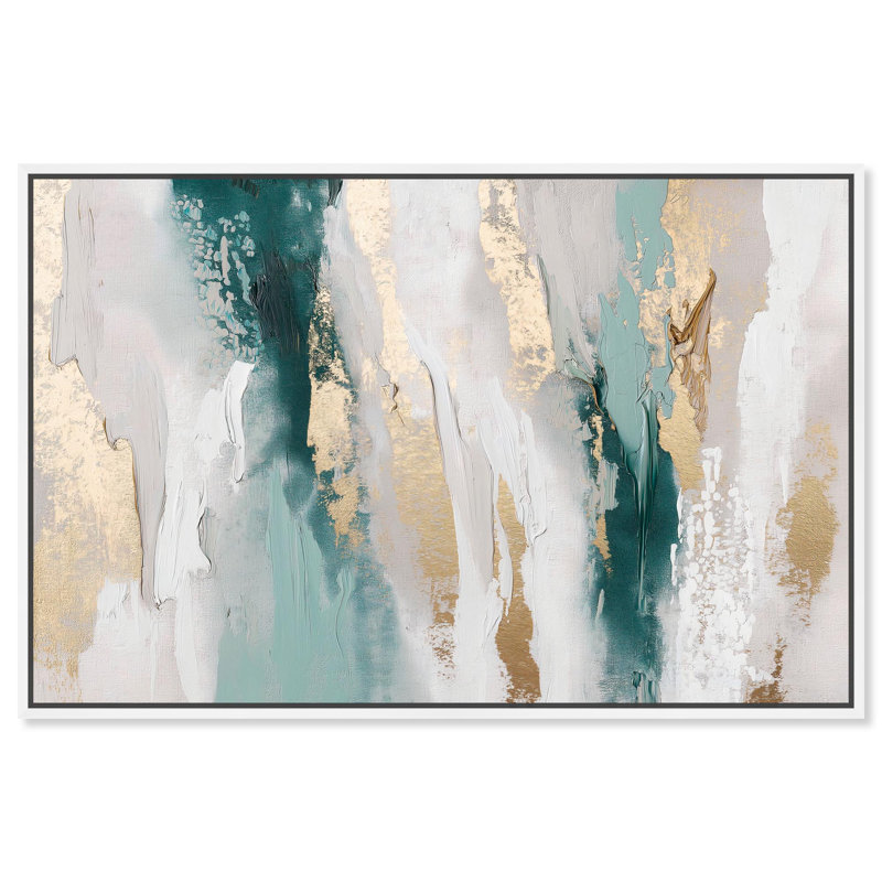 «Aurora in Motion I», art abstrait moderne par Art Remedy, Cadre blanc, H 21 po x l 31 po