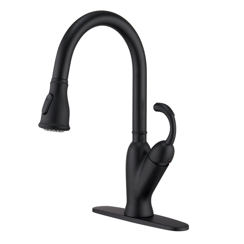 Mondawe Pull Down Kitchen Faucet, Matte Black