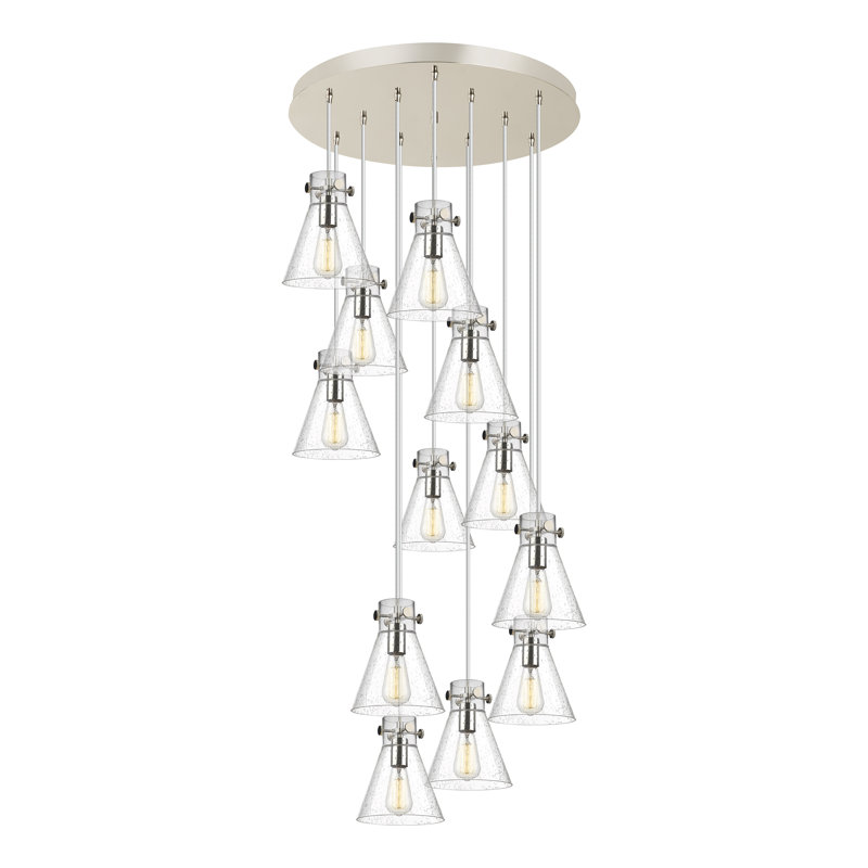 Luminaire suspendu 12 lumières Amrith, Bullé, Nickel poli