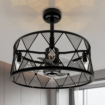 7- Blade Farmhouse Caged 20" Ceiling Fan with Remote Control
