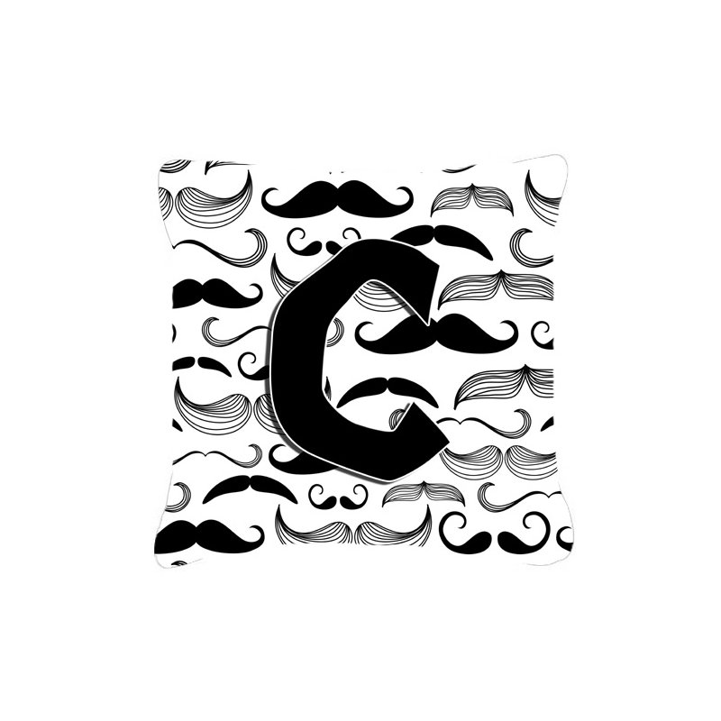 Letter Moustache Monogram Indoor/Outdoor Throw Pillow, 18" H x 18" W x 5.5" D, O