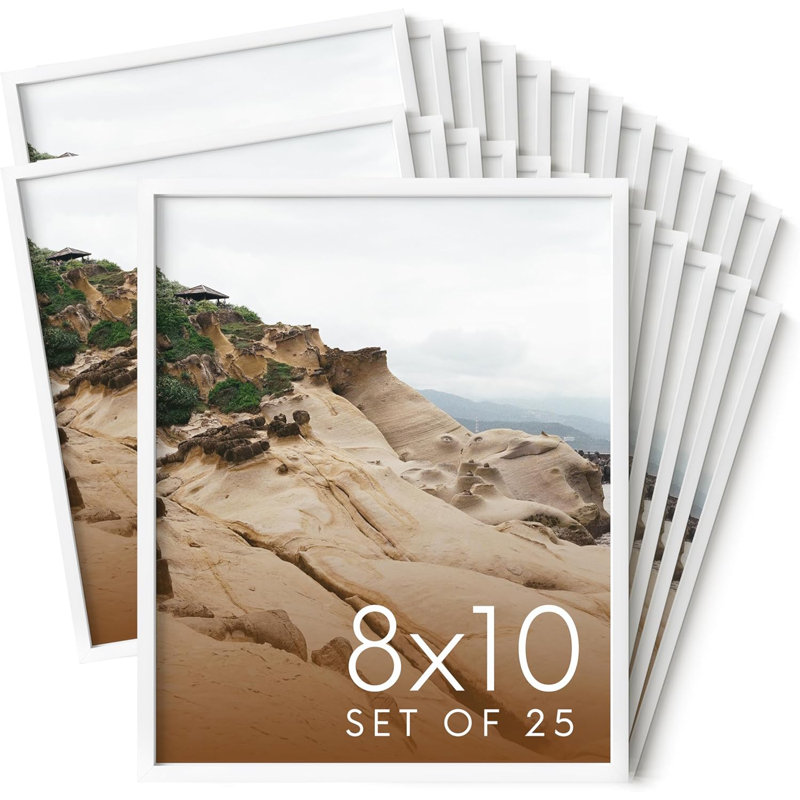 Cadres photo en métal (ensemble de 25), Blanc, L 8 po x H 10 po