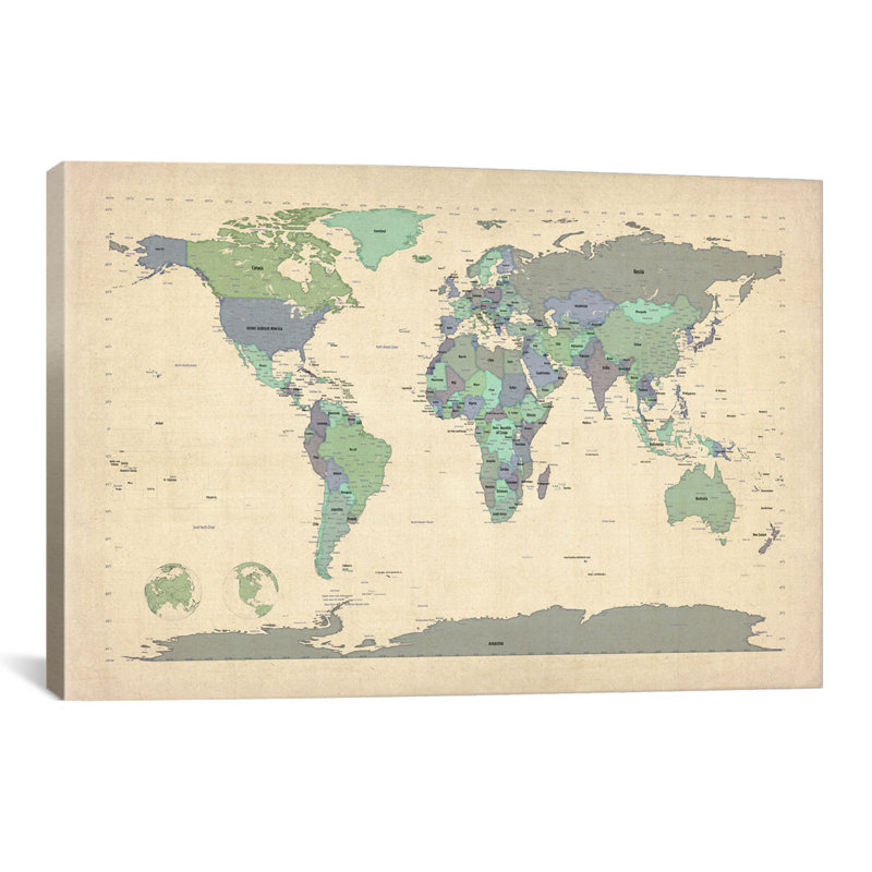 « map of the world vi », impression sur toile, H 18 po x l 26 po x P 1,5 po