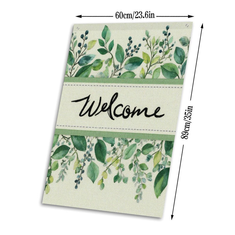 Green Leaf & Blue Berry Flag, 35 x 24 inch, for Home Decor