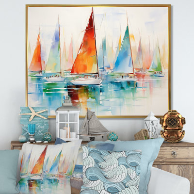«Miminimlaism Watercolor Regatta I», art nautique sur toile