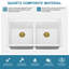 Évier de cuisine à double cuve à montage sous comptoir en composite à quartz 33 po x l 19 po Grantie avec accessoires Quartz-110690182