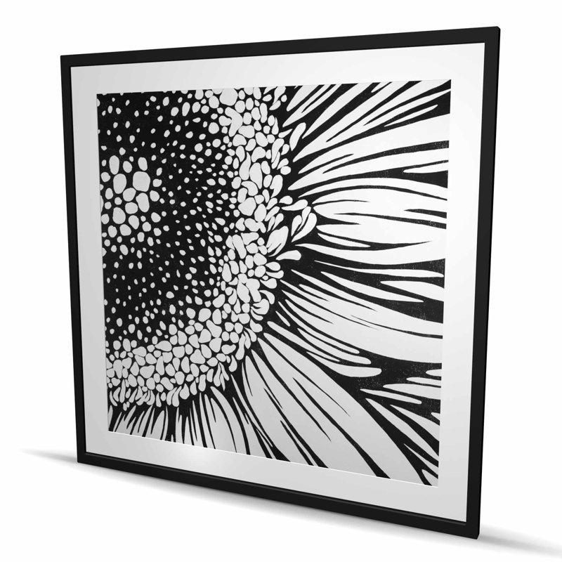 Gerbera imprimé floral avec passe-partout mat et noir