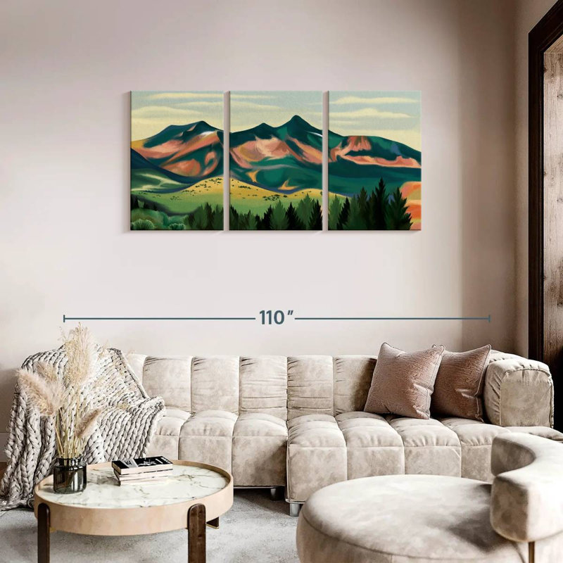 " Mountain " 3 Piece Art Set, 36" H x 74" W x 1.25" D