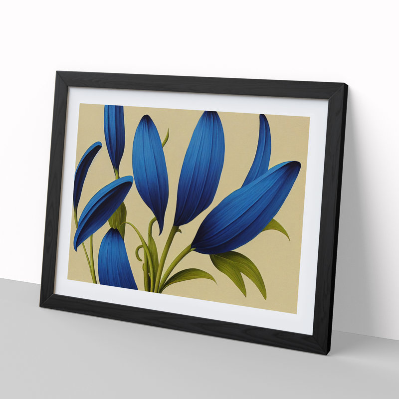 Royal Flowers 1 Piece Single Picture Frame Wall Art, 46cm H x 64cm W x 2cm D, Black Framed