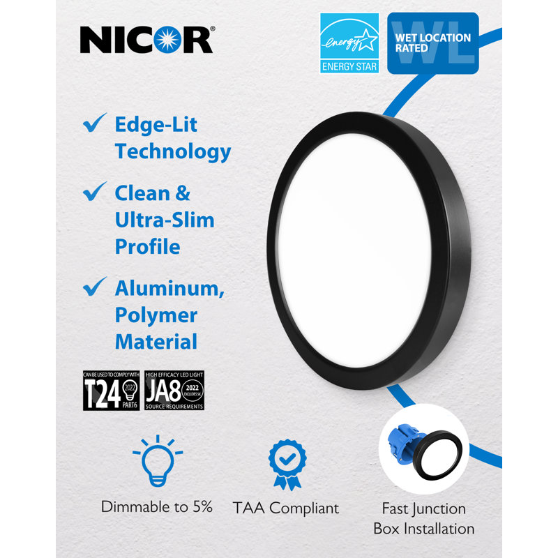 Plafonnier encastré à DEL Davasha, Noir, H 0,69 po x l 7,52 po x P 7,52 po