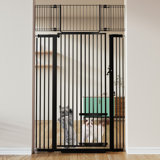 Elissia 71" Extra Tall Cat Safety Gates, 29.5-40.6" Extra Wide Heavy Duty Metal Pet Gates with Adjustable Cat Door, Pressure Mounted Baby Gates for Cat Dog 