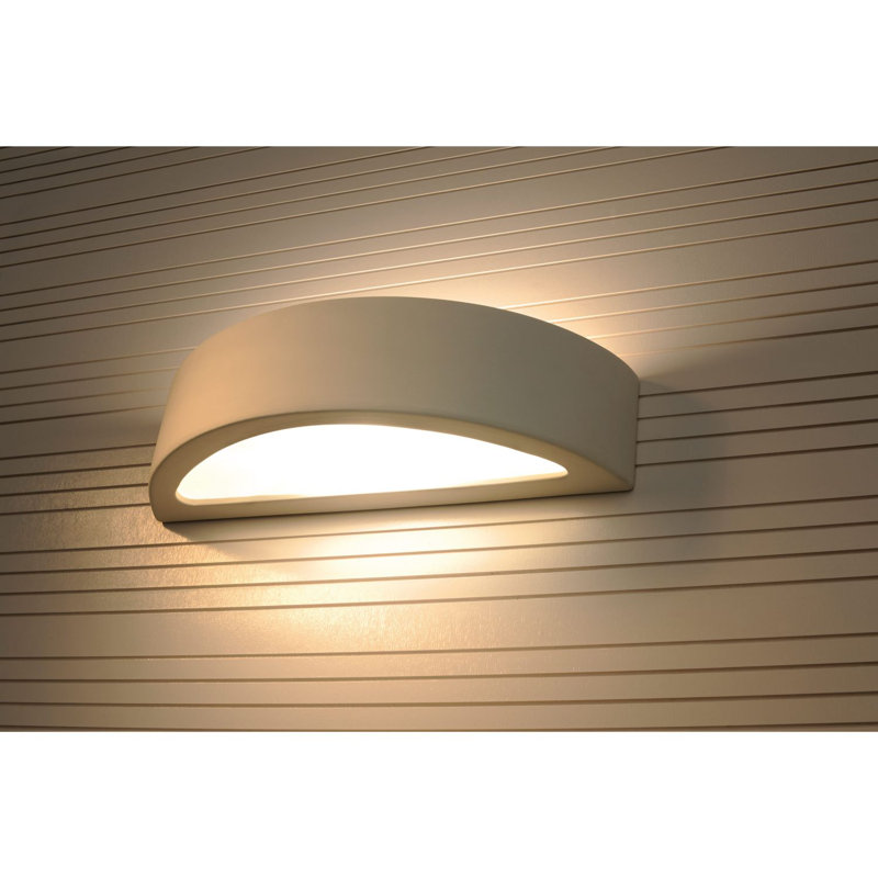Anberlyn Ceramic Wall Sconce, White, 15cm H x 38cm Wx 9cm D