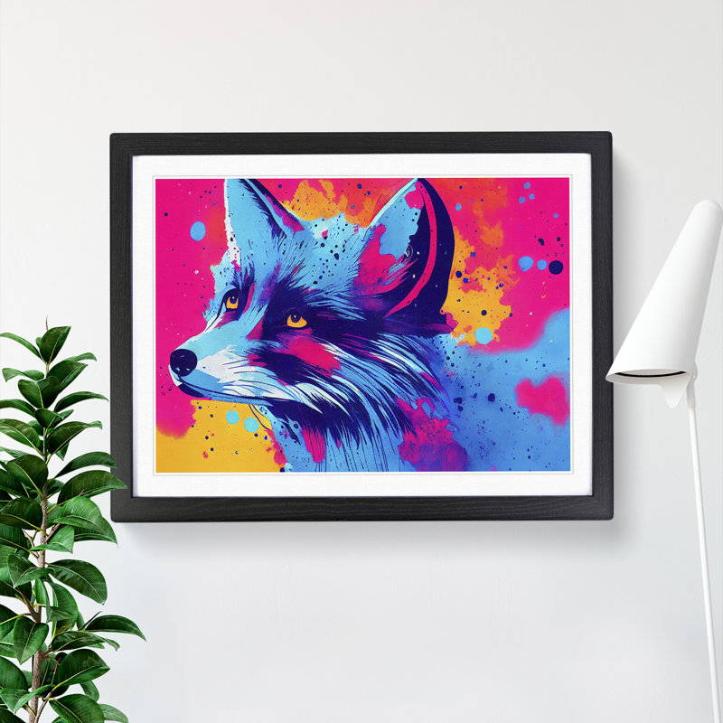 Fox Splatter Vol.5 Abstract - Single Picture Frame Print, Black, 25cm H x 34cm W x 2cm D