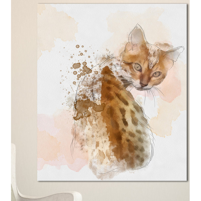 «Cute Cat S croquis with Brown Splash», reproduction d'art sur toile tendue, H 40 po x l 30 po x P 1 po