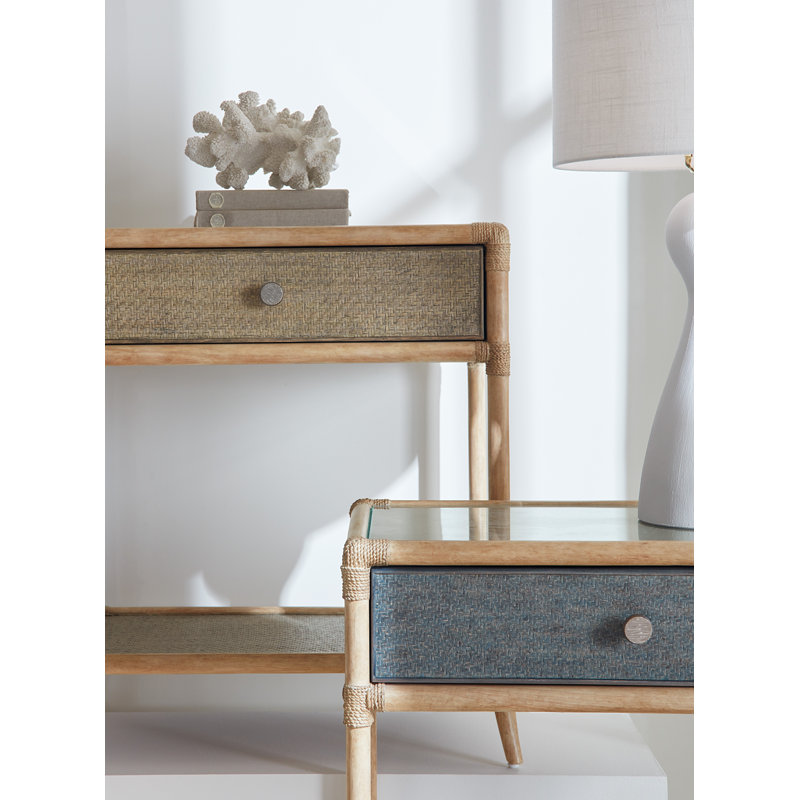 Retreat 1 - Drawer Rattan Nightstand, Dune/Green