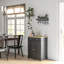 Buffet noir vieilli avec portes - Plateau en bois massif, 2 tiroirs, tablette réglable pour le rangement de la cuisine, portes modernes, couleur