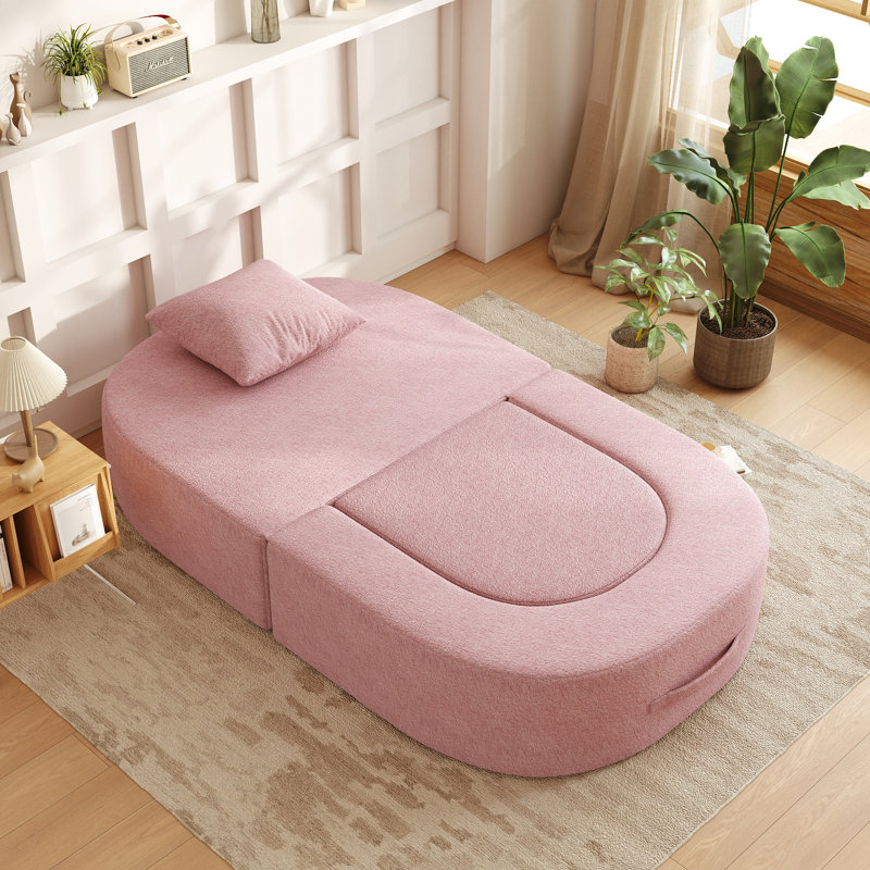 Fauteuil-lit 2 en 1 avec repose-pieds convertible Ivona Ivona Modern, aucun assemblage requis, Rose
