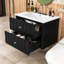 Meuble-lavabo mural moderne avec lavabo en céramique, tiroirs à fermeture en douceur et rangement compact-130201762