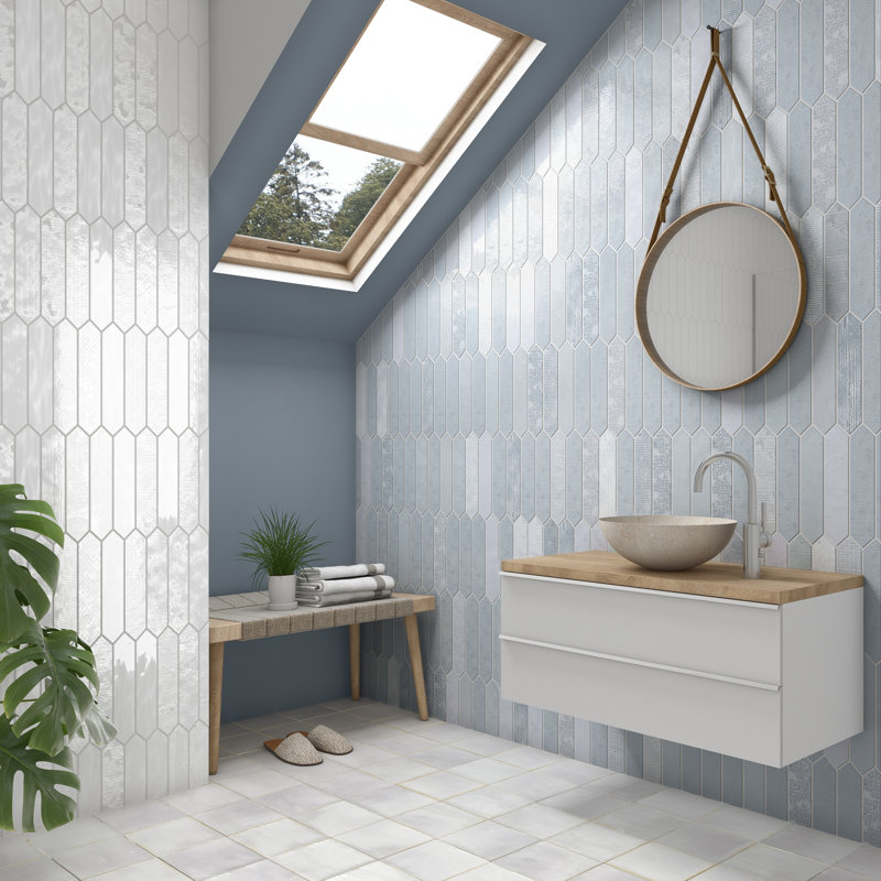30.1 x 29.7 cm Beveled Glass Mosaic Tile, Blue