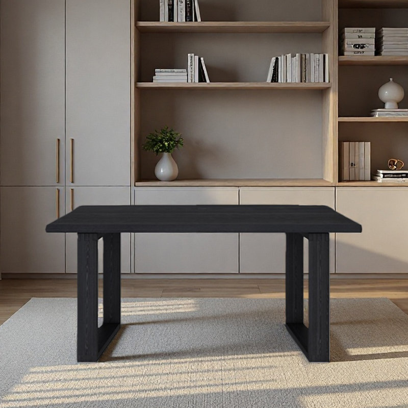 Bureau en bois massif de couleur noire à usage domestique, H 29,53 po x l 55,12 po x P 31,5 po