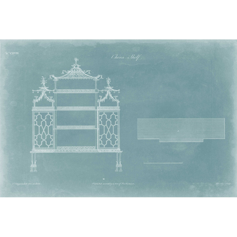 «China Shelf» par Thomas Chippendale - reproduction sur toile tendue, H 8 po x l 12 po x P 1,25 po