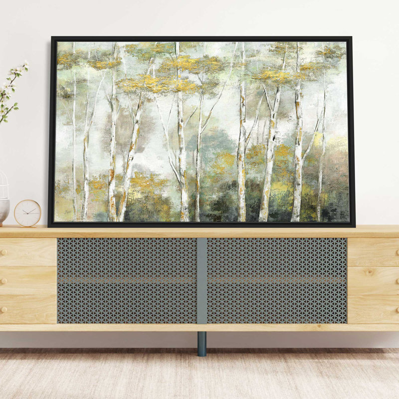Twinkling Trees par Nan - Peinture, L 43,5 po x H 27,5 po, Cadre noir