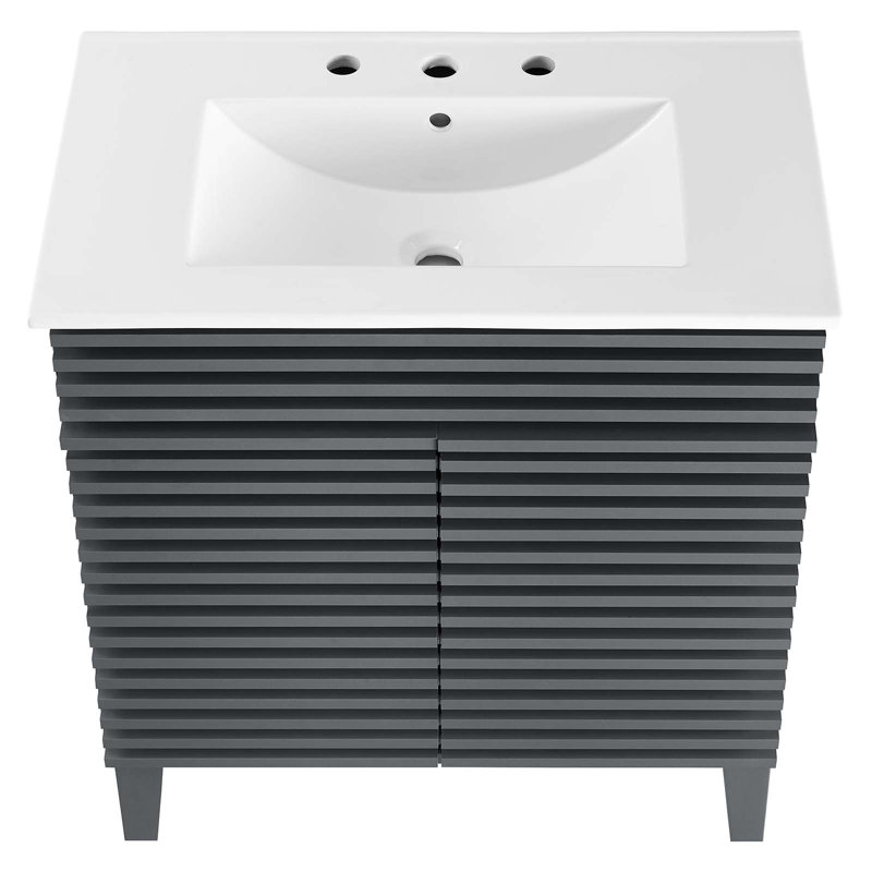 Armoire de meuble-lavabo 30 po Render, Gris / blanc