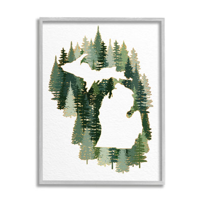 Michigan State Outline, pin vert, forêt
