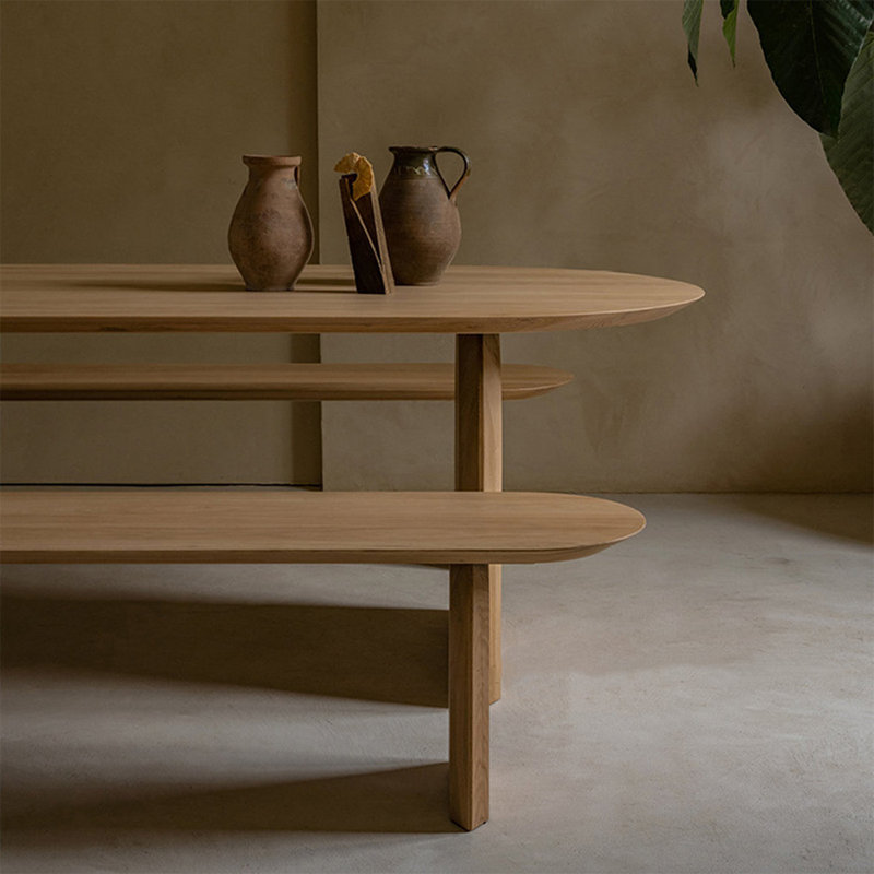 Table de salle à manger rectangulaire en bois massif brun, H 29,53 po x L 55,12 po x l 27,56 po, Brun