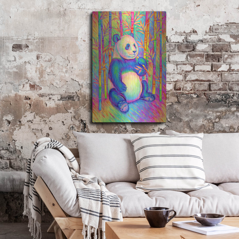 «Panda psychédélique» par Rebecca Wang, art mural en métal, H 36 po x l 24 po