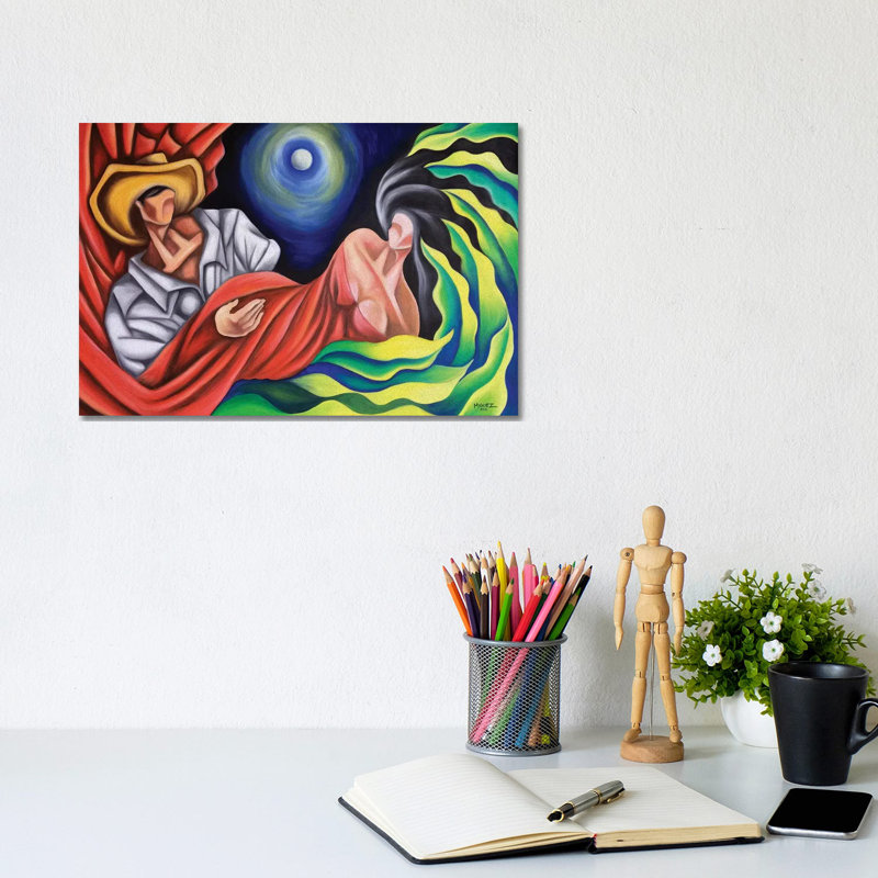 The Moon Between Us by Dixie Miguez - Painting on Canvas, 20.32 cm H x 30.48 cm W, Wrapped Canvas