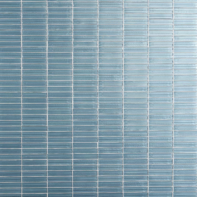 Maya Stacked 12x12 Polished Glass Mosaic Tile, Stacked Sky