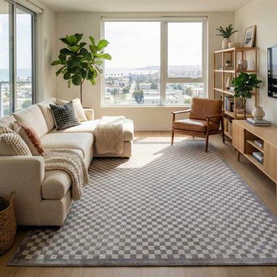 Chaki Duggans Machine Washable White / Gray / Off White Area Rug