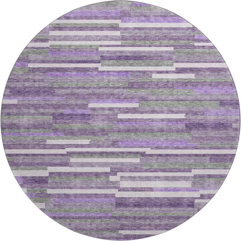 Tapis mauve de qualité supérieure lavable à la machine Prisco, Rond 8 pi