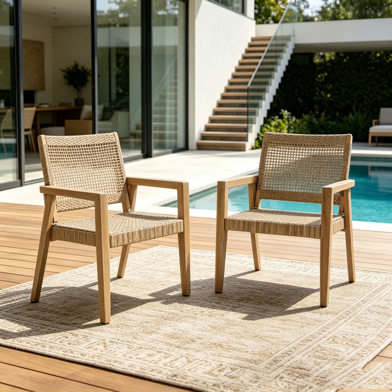 Ensemble de chaises d'extérieur en osier et bois d'acacia