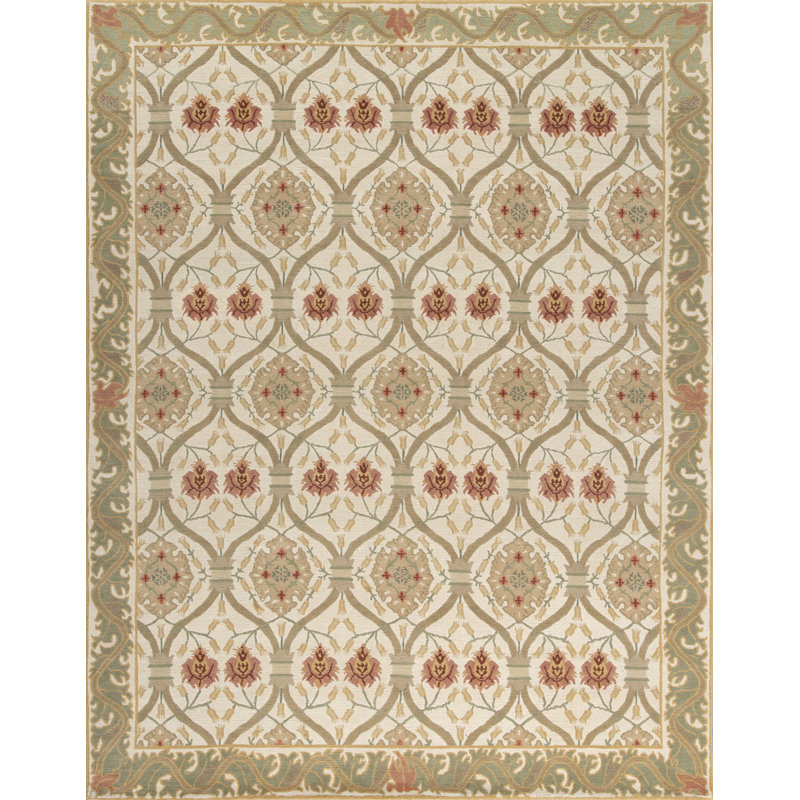 Savannah Wool Oriental Area Rug in Khaki/Tan/Yellow/Gold, Runner 3' x 6'