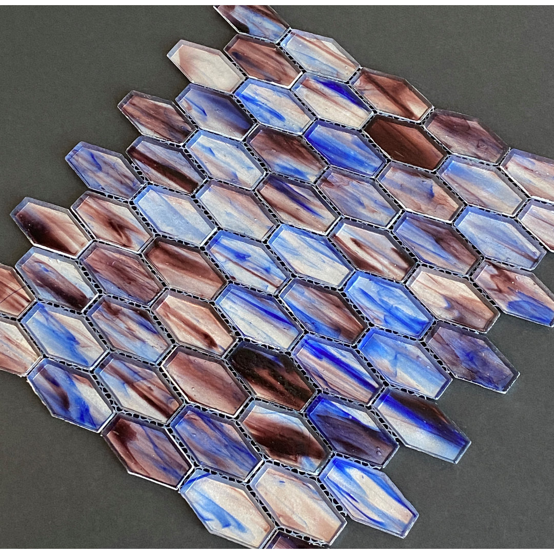 Iridescent 1 1/4" x 2" Long Hexagon Glass Mosaic Tile ES Stone 