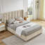 Sophia removable Chenille Wingback Upholstered Waffle Bed, Deluxe Gas Lift Platform Bed with Large Under Bed Storage-133023437-133023438