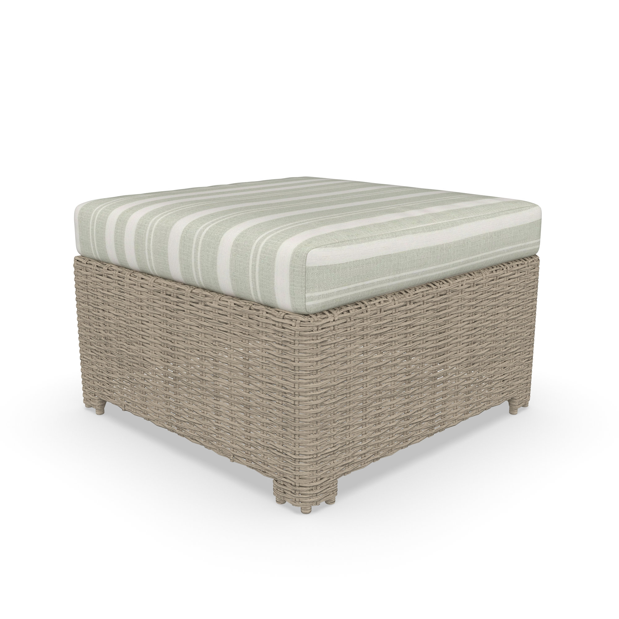 Outdoor Ottoman With Sunbrella Cushions, Tranquil Sage