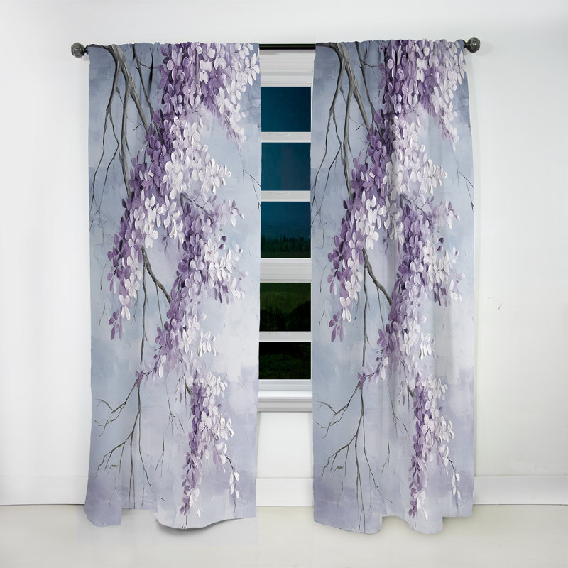 Magnifique lilas Dreamscape IV - rideau en velours traditionnel - obscurcissant - 1 panneau, L 52 po x L 90 po
