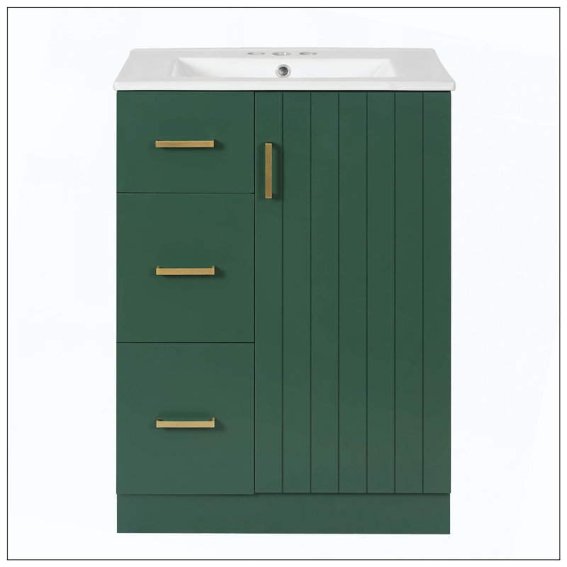 Lavabo sous-comptoir à 2 tiroirs pour salle de bain Modern, Vert