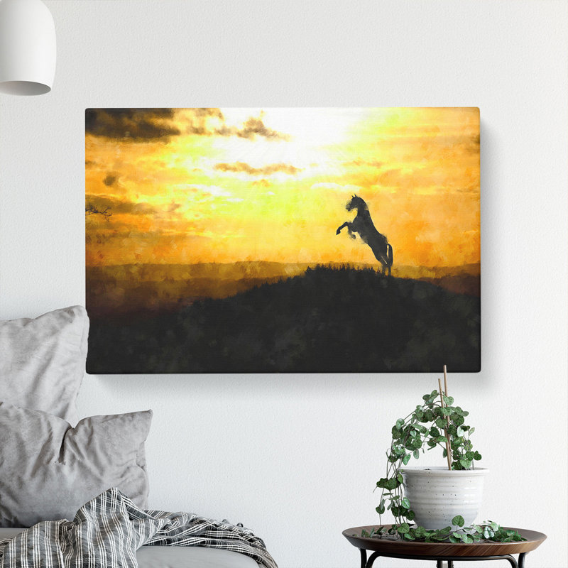 Horse At Sunset - Wrapped Canvas, 50cm H x 76cm W x 3cm D