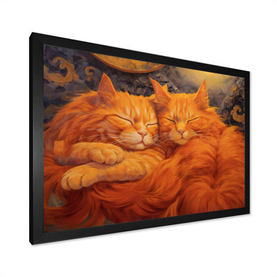 Moelleux chats orange dormant ensemble sur toile