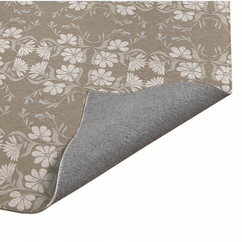 Tapis de cuisine Groovy Flowers, Rectangulaire 3 pi x 5 pi, Taupe