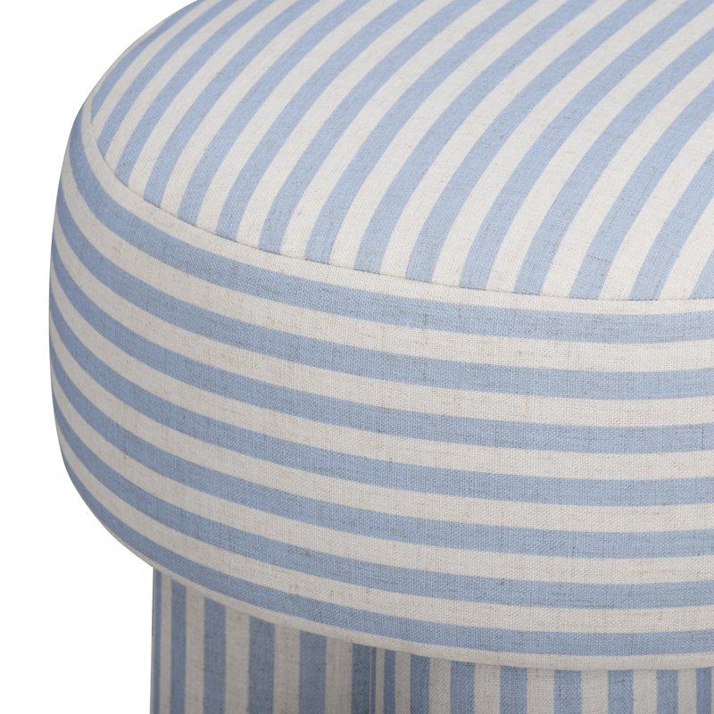 Masha Blue Striped Linen Stool, Blue