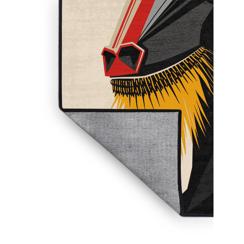 Tapis gris délavé à la machine Pavli Mandrill, 8 x 12