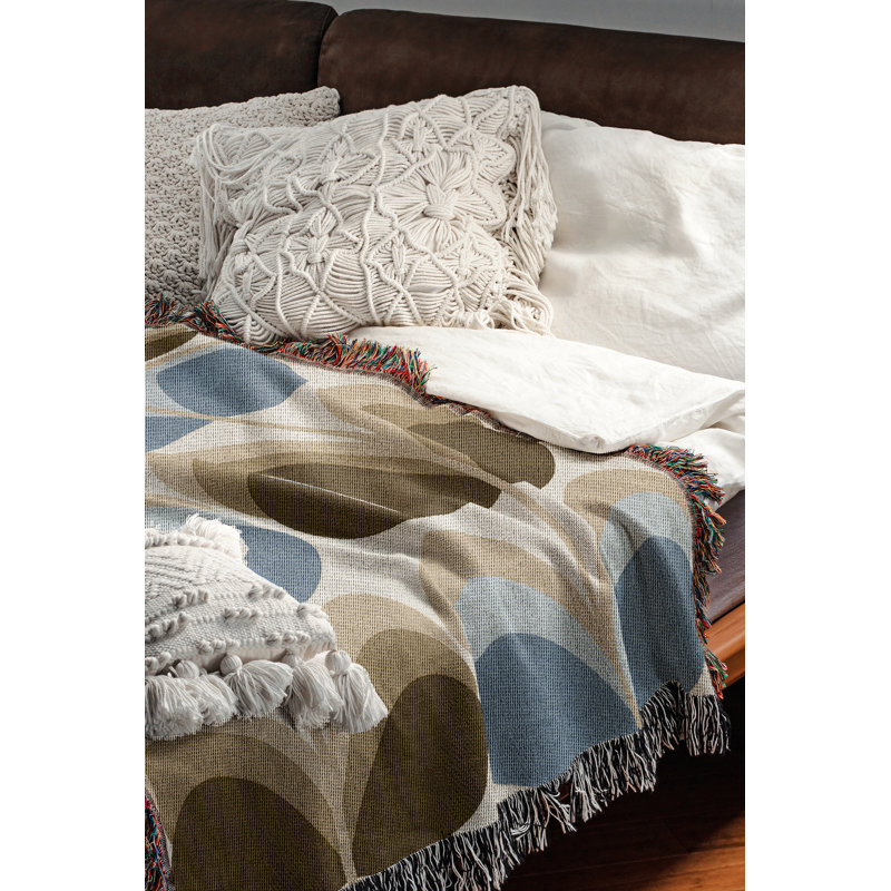 Jeté en mélange de coton rétro, Bleu, L 60 po x l 50 po