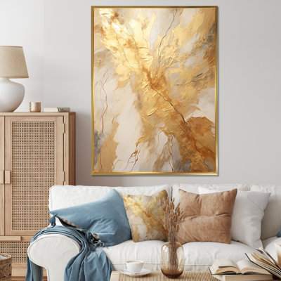Éclairage marbré beige et doré - reproductions d'art murales abstraites