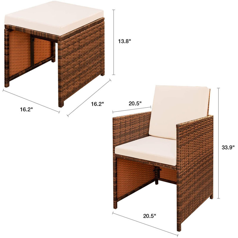 Fransje 2 - Person Patio Conversation Set with Cushions, Beige